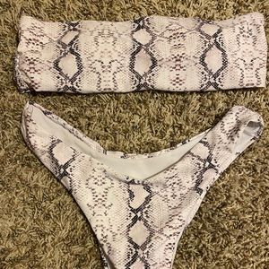 Marble strapless bandeau two piece bikini set